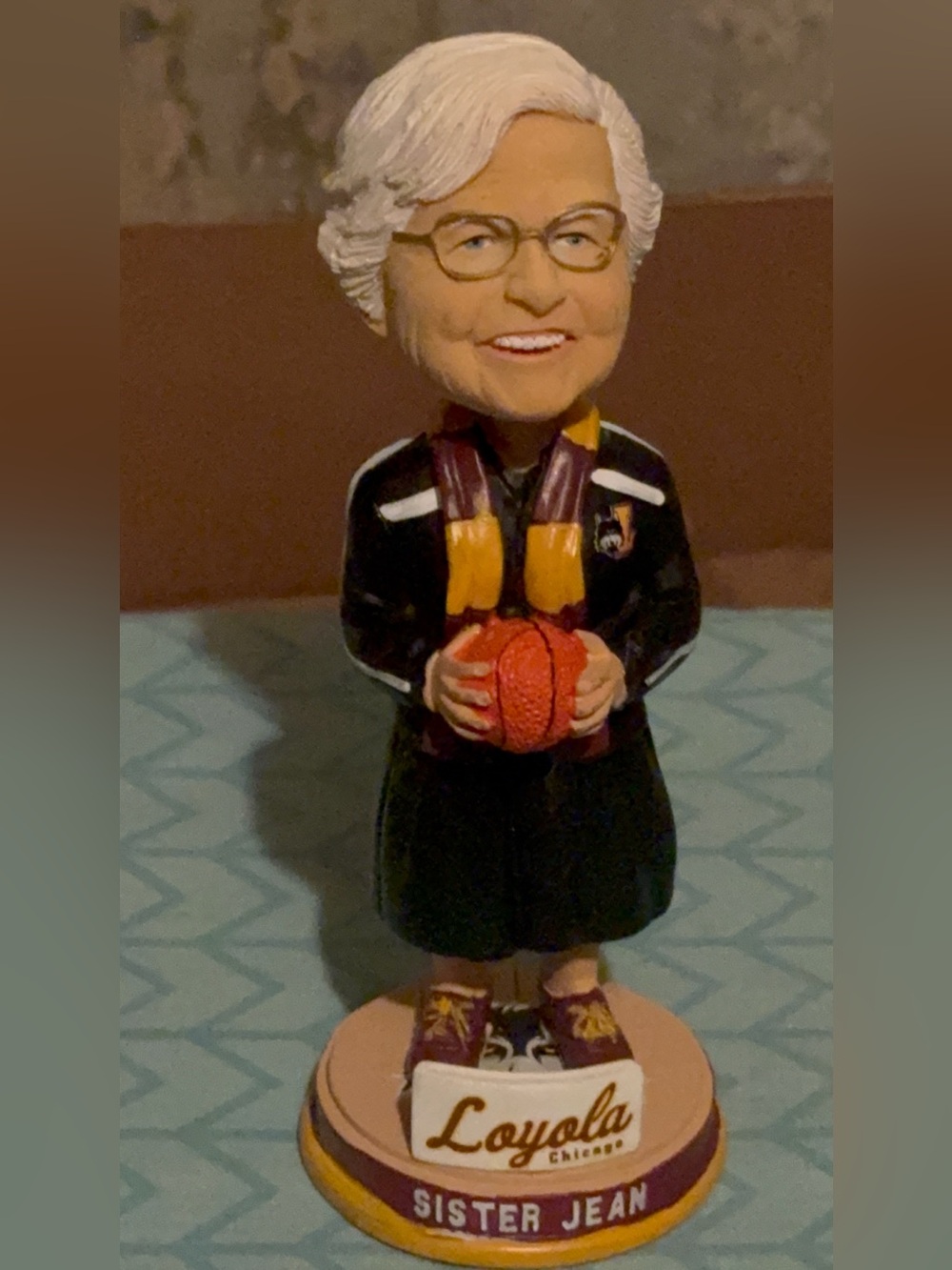 Loyola Sister Jean Bobblehead - Black & Maroon with Gold Accents